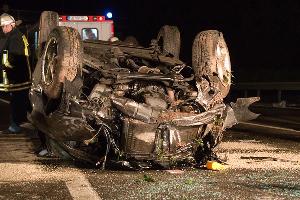 Bild: Bei einem Verkehrsunfall am Abend des 04. Oktober 2006 auf der Autobahn A1 zwischen Illingen und Eppelborn wurden zwei Menschen verletzt