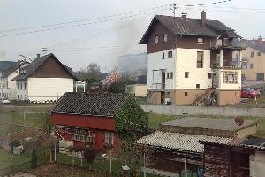Bild: Eine Thujahecke hatte bei Gartenarbeiten Feuer gefangen (Foto: Anwohner)