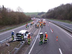 Bild: Unfallstelle auf der A1 in Fahrtrichtung Trier